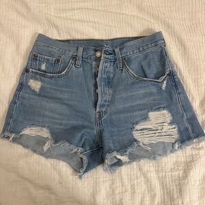 Levi's Light Blue Distressed Jean Shorts